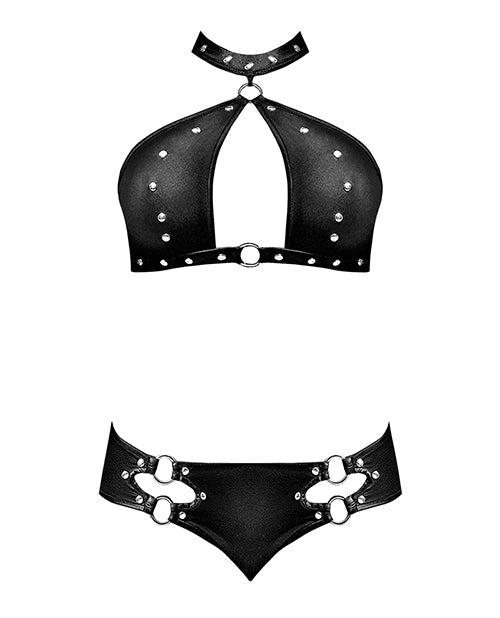 Lust Juno Top w/Velcro Choker Neck & Mini Short Black S/M