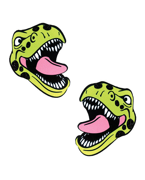 Neva Nude Black Light Dinosaur Pasties - Green O/S