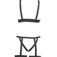 Kitten Teaser Strappy Open Cup Bra & Open Panty w/Leg Straps Black O/S