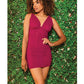 Sheer Mesh Ruched Side Chemise & G-String Raspberry SM