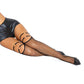 Fishnet Strap Thigh High Stockings Black O/S