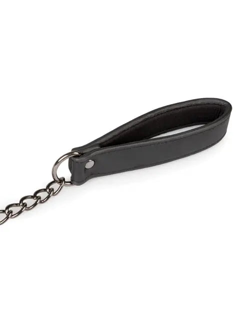 Easy Toys Faux Leather Collar w/Nipple Chains - Black One-dc