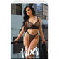 Vibes Baddie Glitter Mesh Long Line Bralette & Thong Black M/L