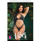 Vibes Eat Me Flash Reactive Mushroom Print Halter Bralette w/Thong - Black S/M