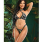 Vibes Eat Me Flash Reactive Mushroom Print Halter Bralette w/Thong - Black S/M