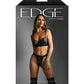 Edge Quilted Wetlook and Mesh Underwire Bra w/ Crotchless Panty - Black S/M