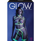 Glow Black Light Embroidered Harness Bra, Leg Garterbelt & G-String Neon Chartreuse S/M
