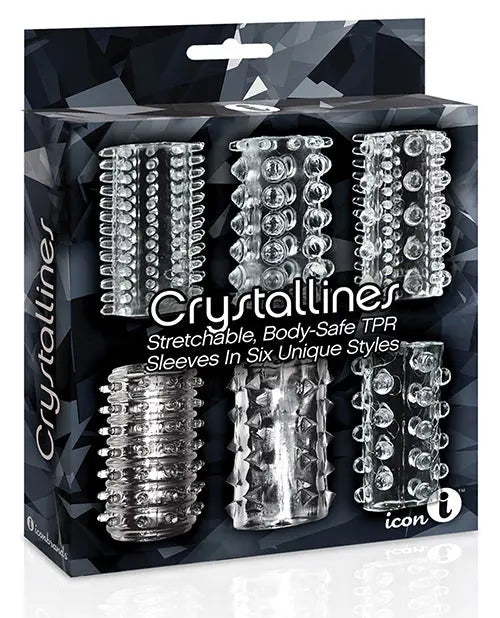 9's Crystalline TPR Cock Sleeve 6 Pack - Clear Icon Brands INC