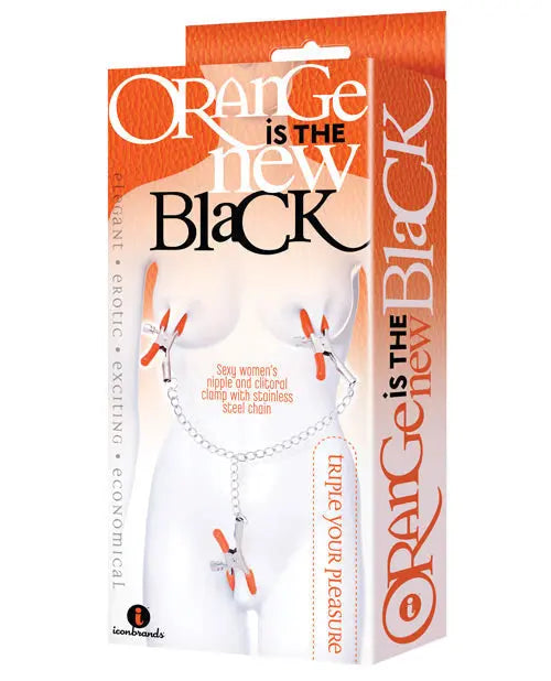 9's Orange is the New Black Triple Your Pleasure Clamps & Chain Icon Brands INC