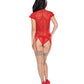Ooh La Lace Cap Sleeve Basque & Tanga Panty Red S/M