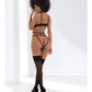 Floral Lace Strappy Bra & Open Back Panty Black S/M