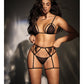 Mesh Top w/Adjustable Coverage, Garter Belt & Thong Black S/M