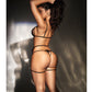 Mesh Top w/Adjustable Coverage, Garter Belt & Thong Black S/M