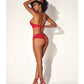 Shadow Stripe Underwire Top w/Heart Detail & Crotchless Bottom Red S/M