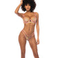 Floral Embroidered Underwire Bralette w/Garter & Thong Panty Pink X-Large