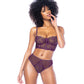Underwire Bustier w/Removable Straps & High Waisted Thong 2 pc Set - Mulberry MD