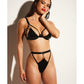 FETISH Excitement Unlined Underwire Vinyl Bra & Panty w/D-Ring & Metal Clasp Black SM