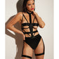 FETISH Lethal Underwire Peek A Boo Vinyl Teddy w/Choker Black LG