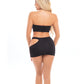 Pink Lipstick Femme Seamless Bandeau & Skirt Black O/S Rene Rofe