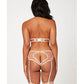 Mesh Cut Out Halter Teddy Nude/White O/S