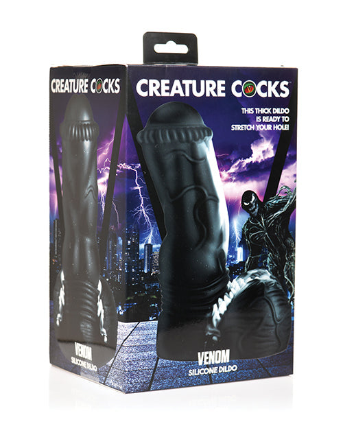 Creature Cocks Realistic Dildo | Venom Silicone Big Black Dildo | Suction Cup Dildo