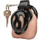 Master Series Hard Stop Double Ring Chastity Cage - Black